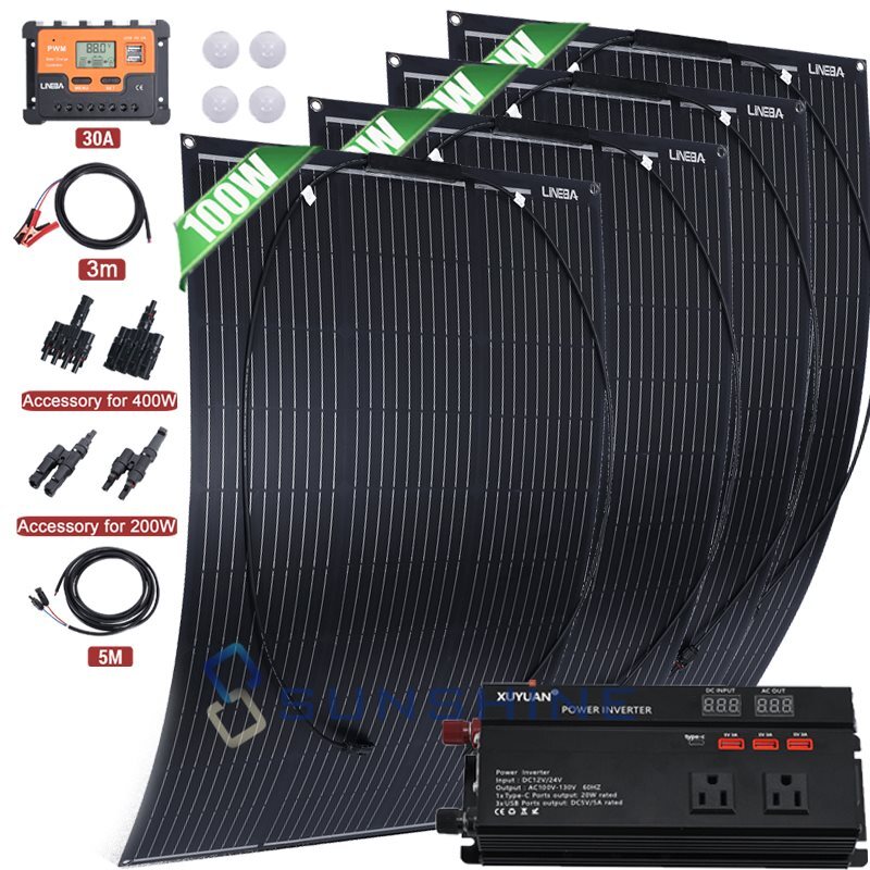 Full Complete Kit Solar Panel & 4000W Inverter & Controller 12V Off-Grid System
