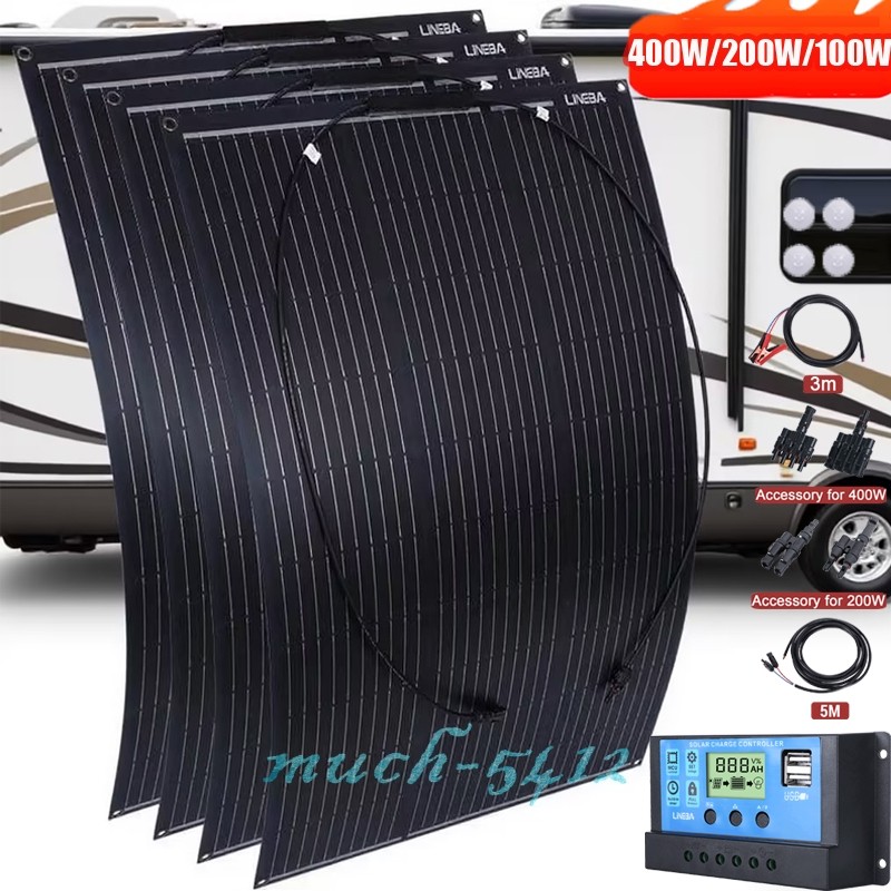 18V Flexible Solar Panel Kit 400W 200W 100W Mono Semi-Flexible For RV Outdoor