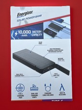 Energizer Solar Power Bank 10,000 mAh Dual USB Charging Ports 2-way Type-C Ports