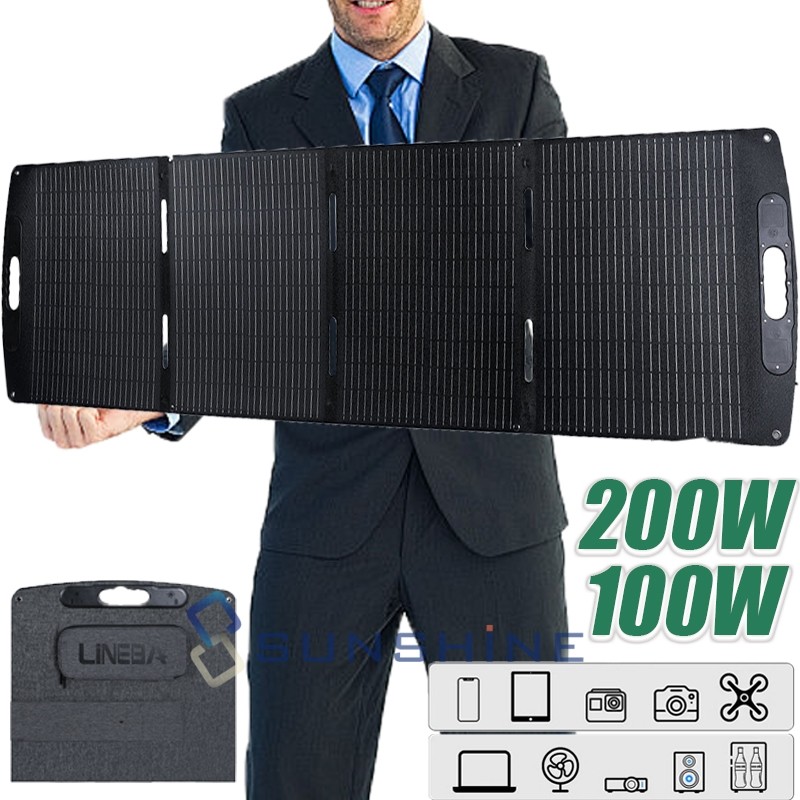 100W 200W Folding Solar Panel Mono Kit 12V/24V Charging Camper Home RV Off-Grid