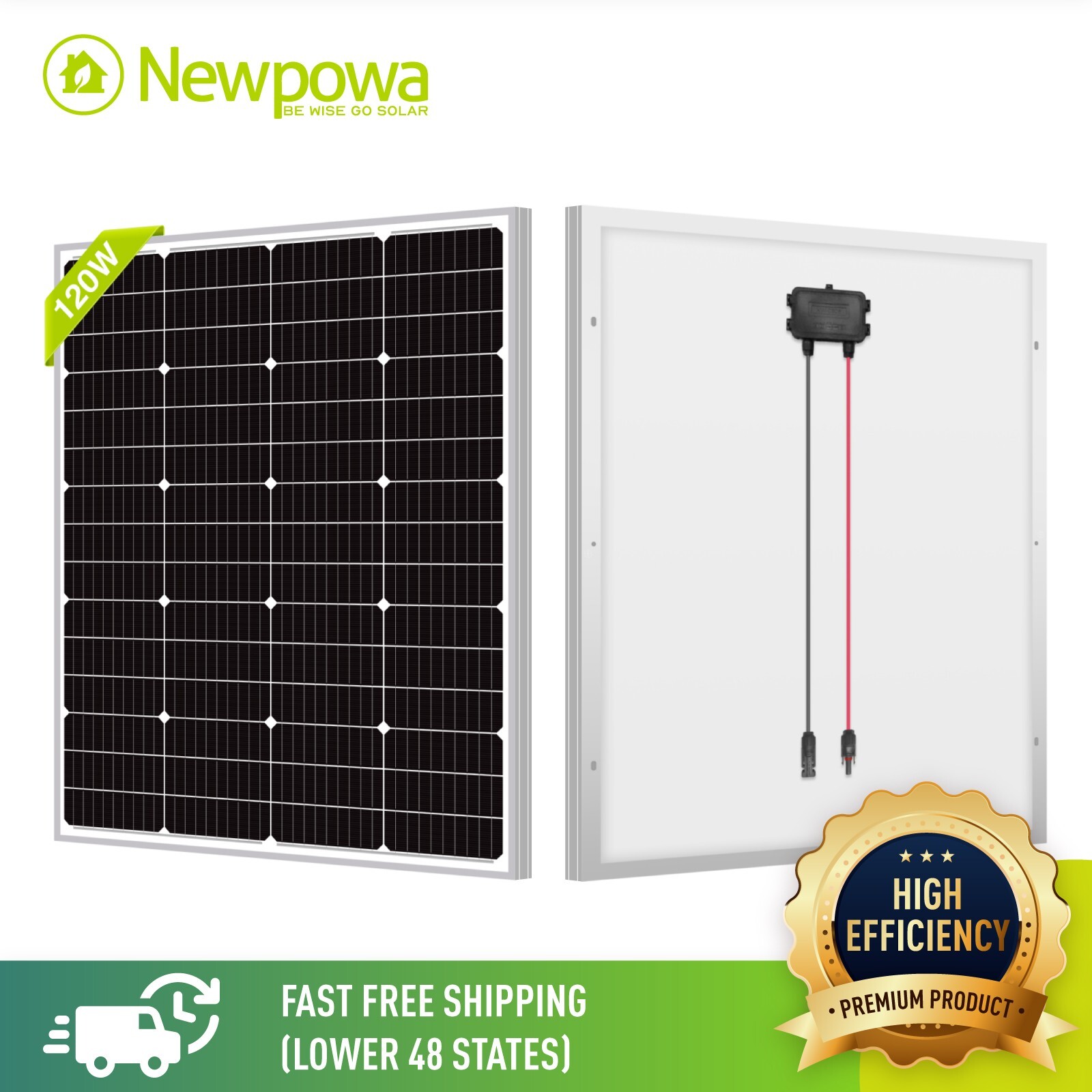 Newpowa 120W watt 24V Monocrystalline Solar Module