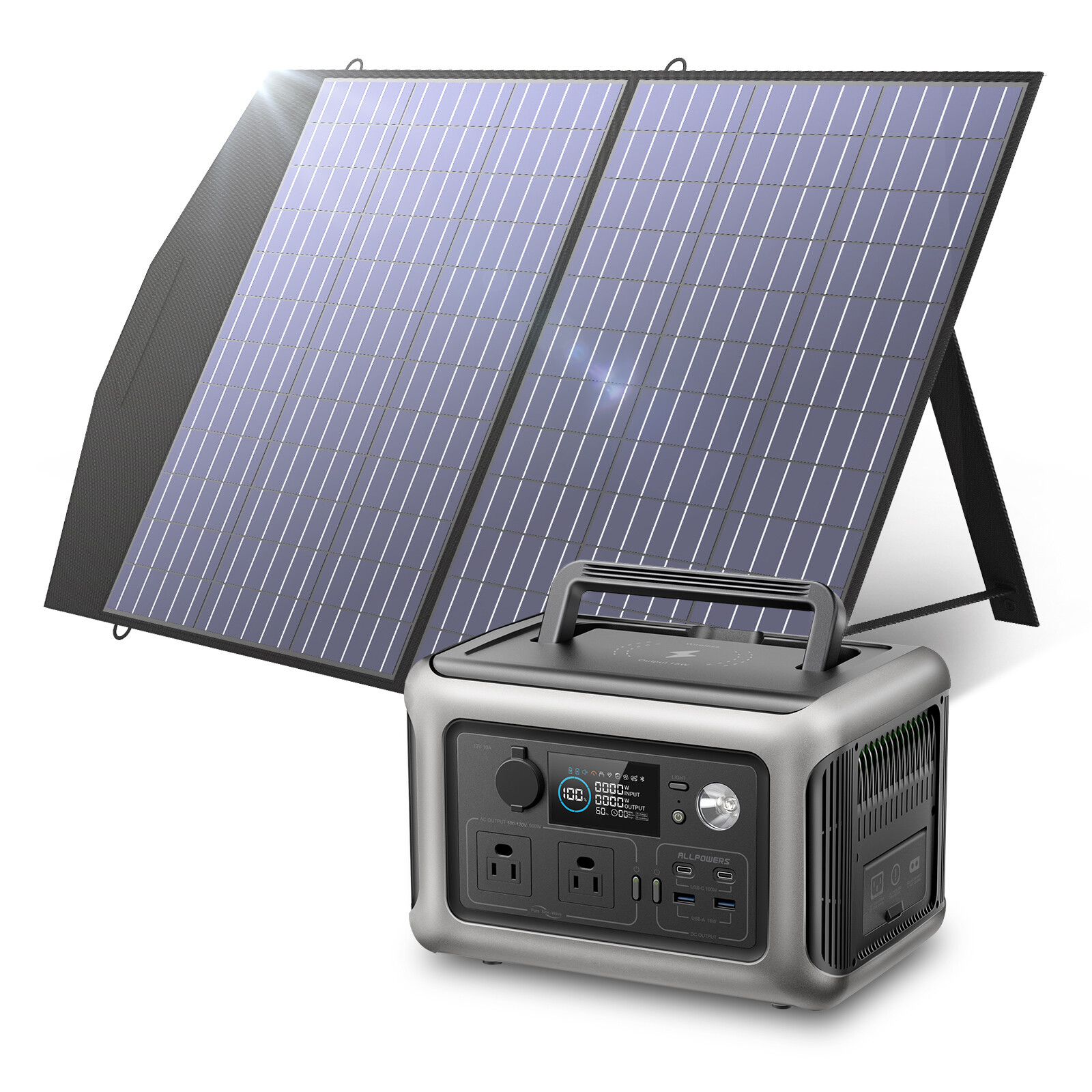 ALLPOWERS 600W R600 Portable Power Station  Lifepo4 battery & 100W Solar Panel