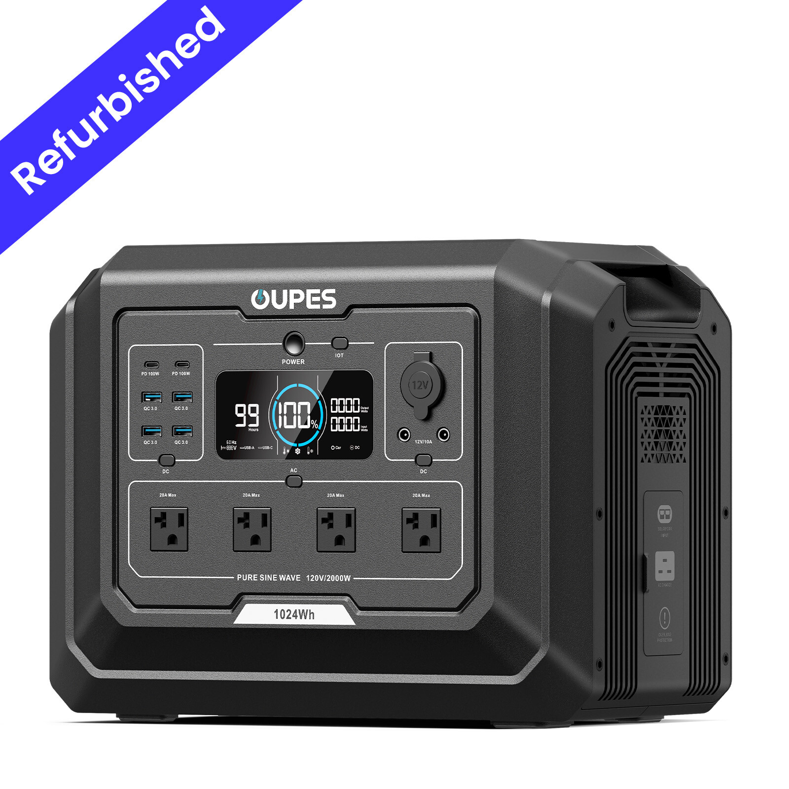 OUPES 1024Wh Mega 1 Portable Power Station 2000W Solar Generator LFP Battery