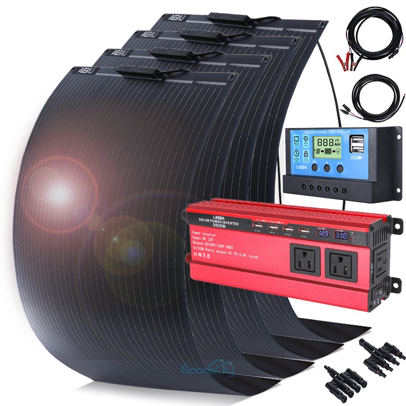 100w 200w 400w Mono Semi-flexible Solar Panel Kit for RV Camping Off-Grid Home