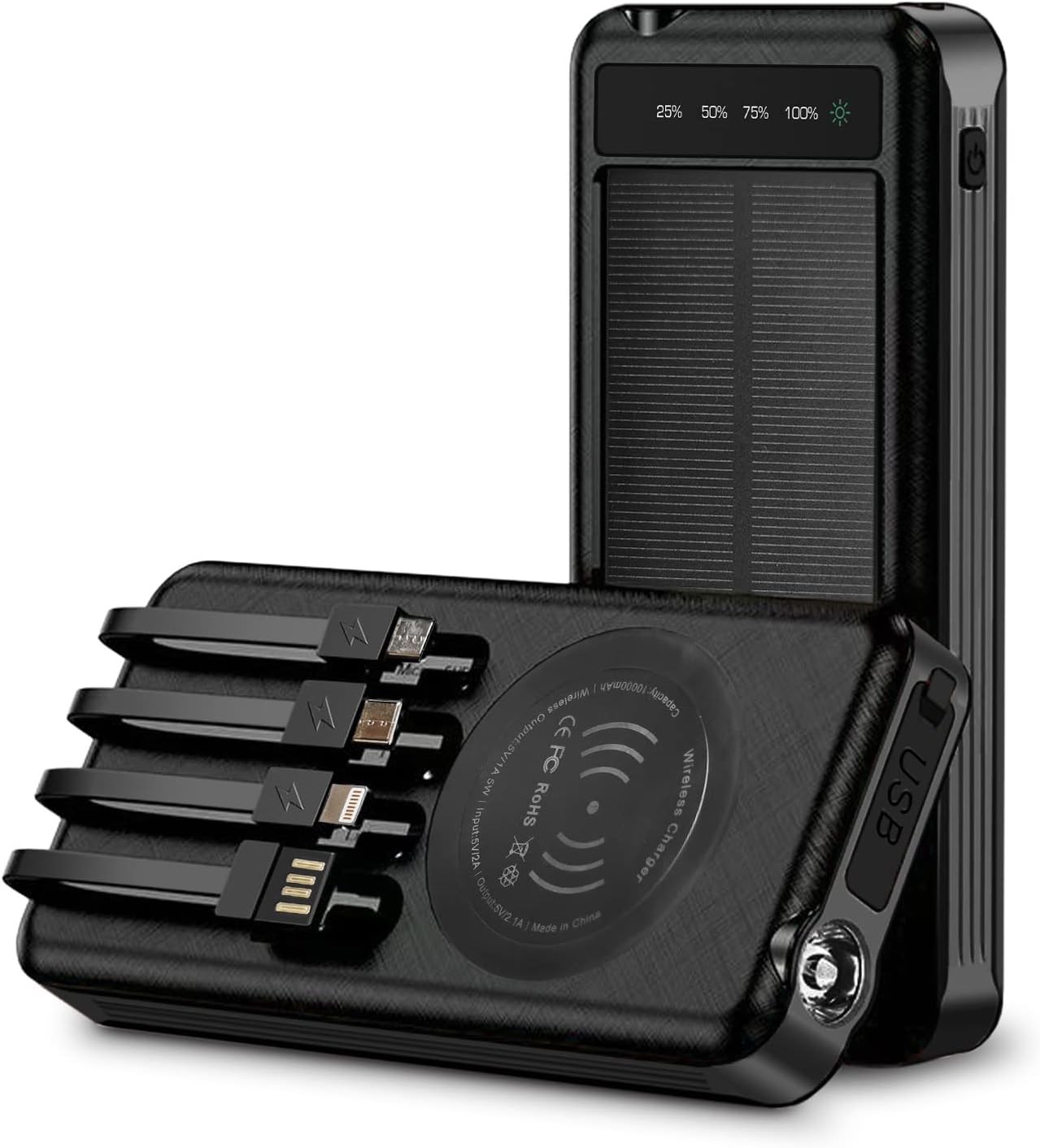 ALPHA DIGITAL SOLAR POWER BANK WIRELESS CHARGING ORTABLE 20000MAH BATTERY BLACK
