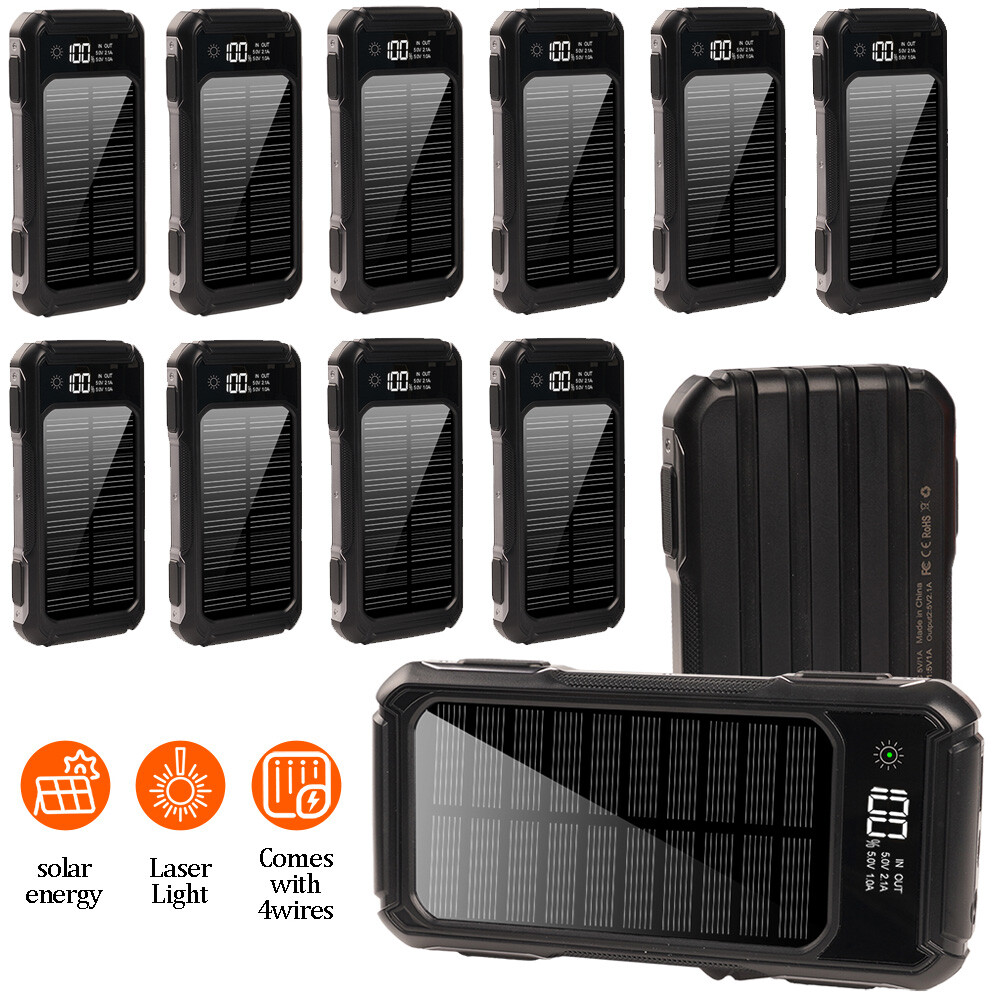 10xSolar Power Bank 60000mAh Fast Charging Portable Charger LED Display Cable US