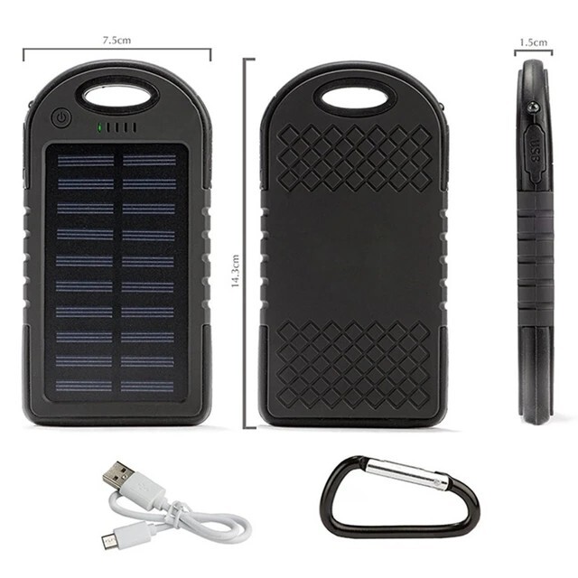 4000mAh Solar Power Bank Dual USB Phone Fast Charger with LED Light