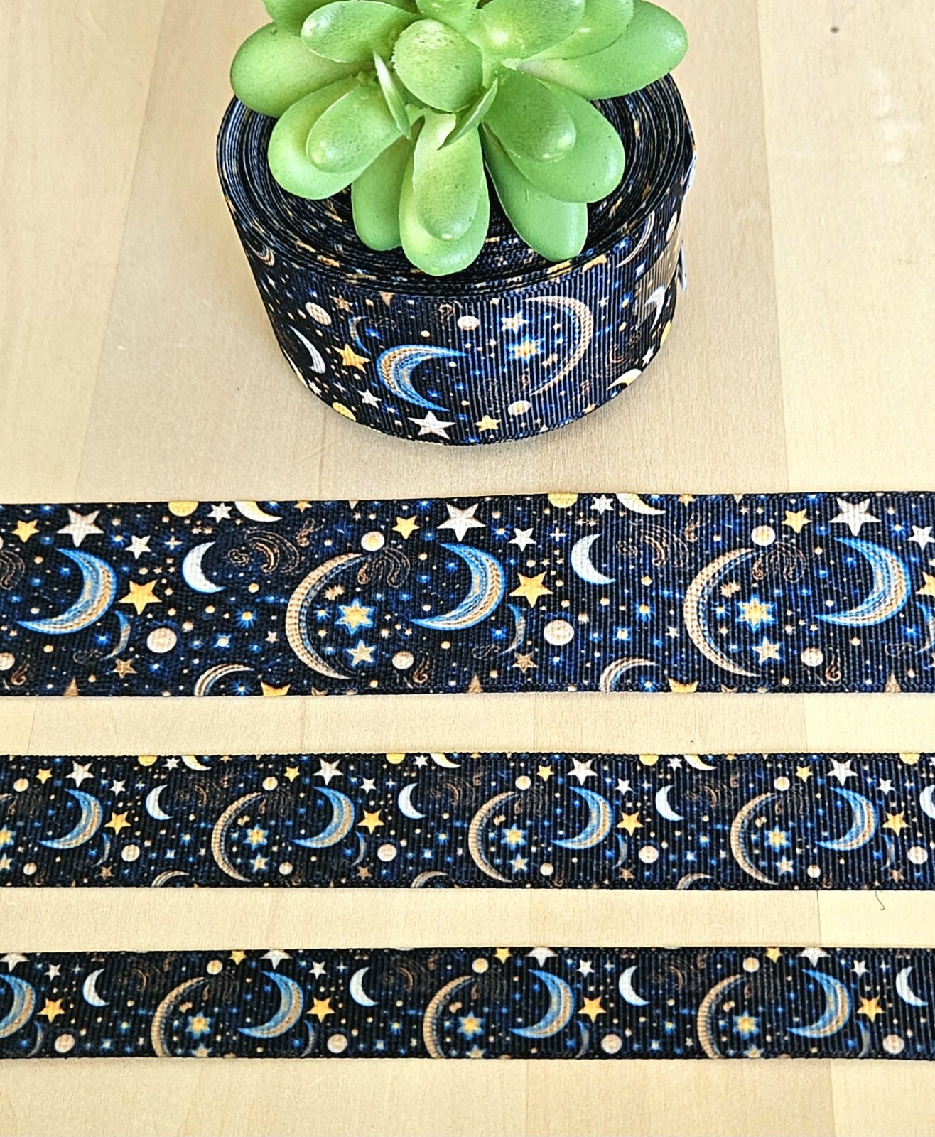 5/8, 7/8 & 1.5″(1 YD) Constellation Ribbon Moon & Stars Solar System Galaxy