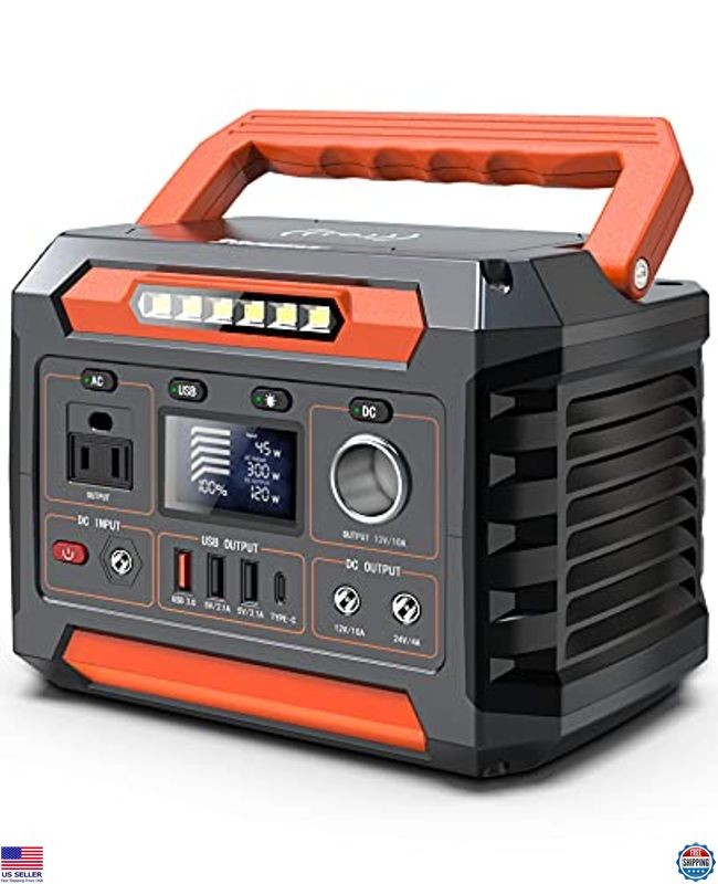300W Portable Power Station, 299Wh Solar Generator, AC Outlet, LED Light,