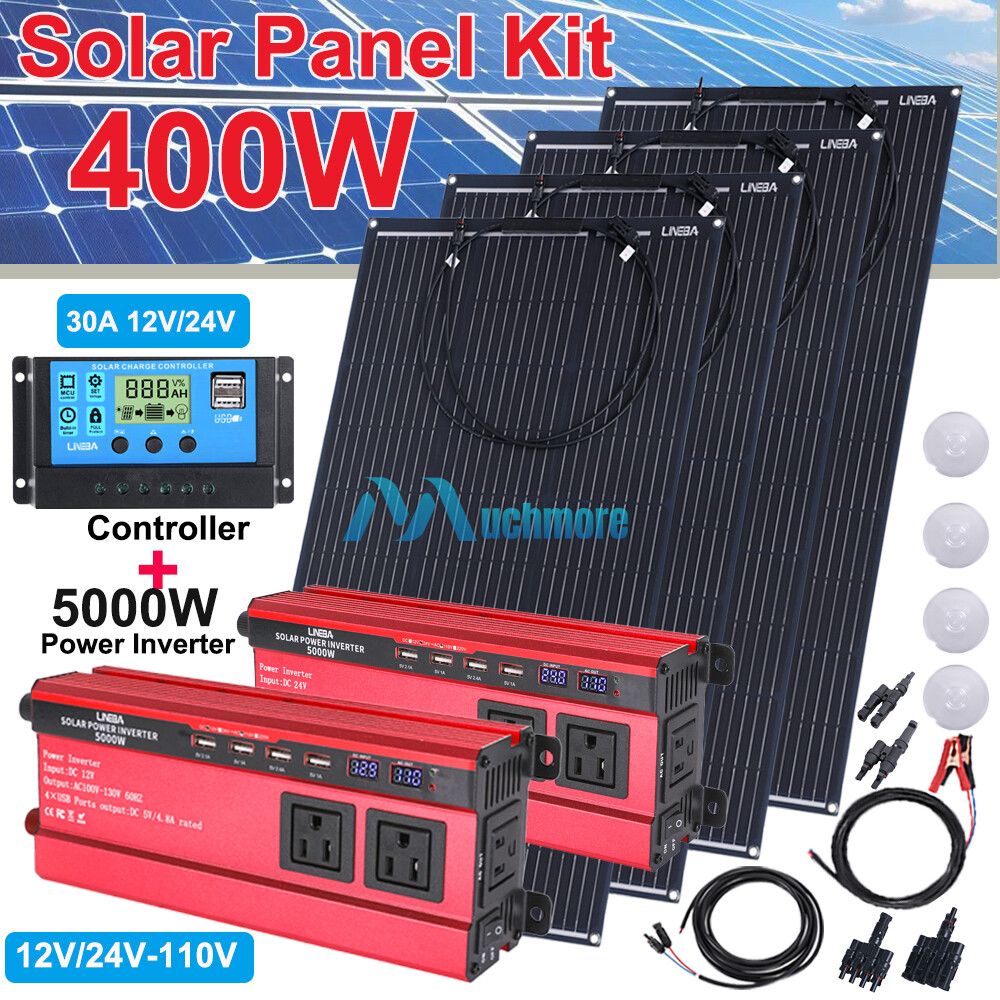 5000W DC 12V 24V to AC 110V Power Inverter Solar Panel Kit Solar Power Generator