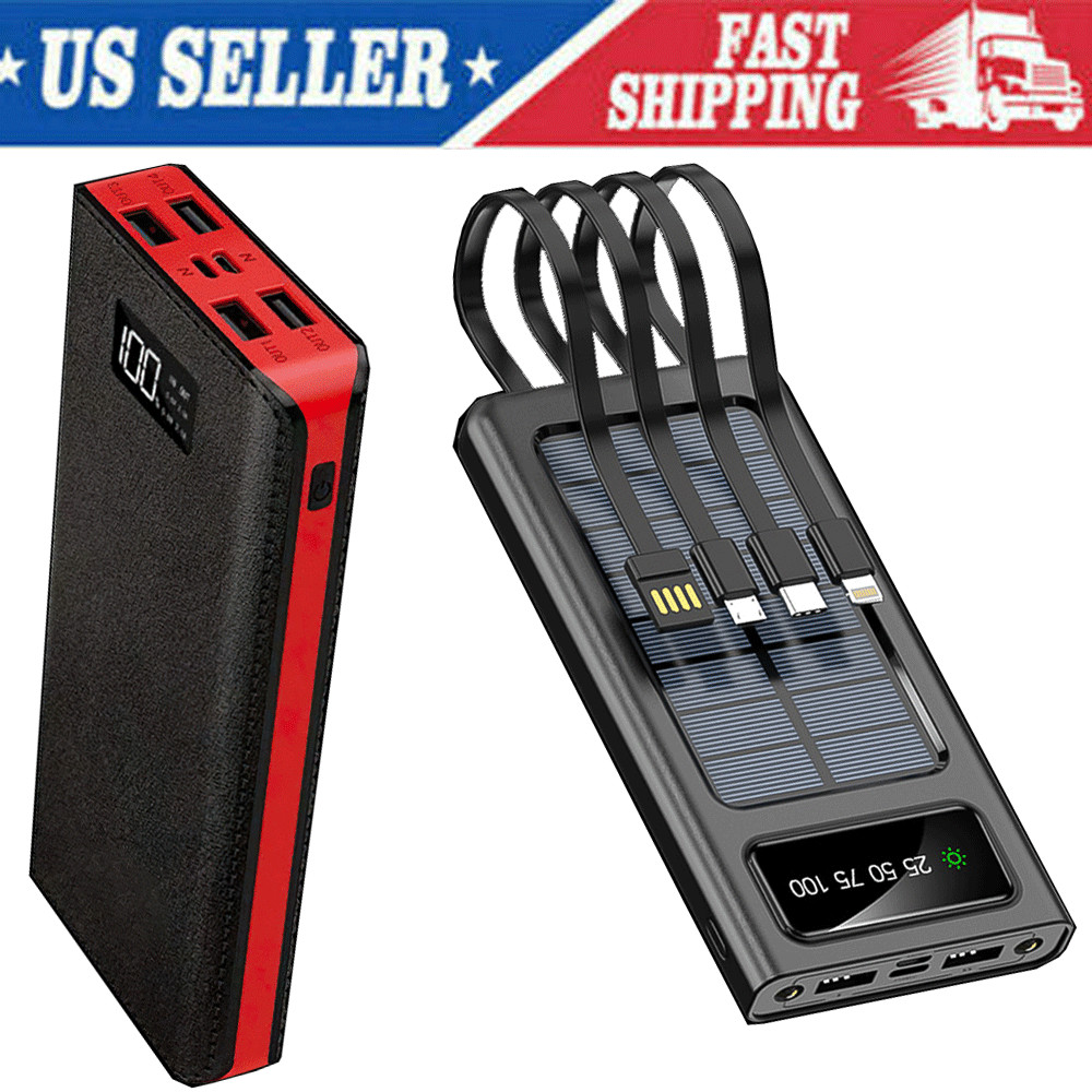 Super 10000000mAh 4-USB Portable Fast Charger Solar Power Bank For Cell Phone