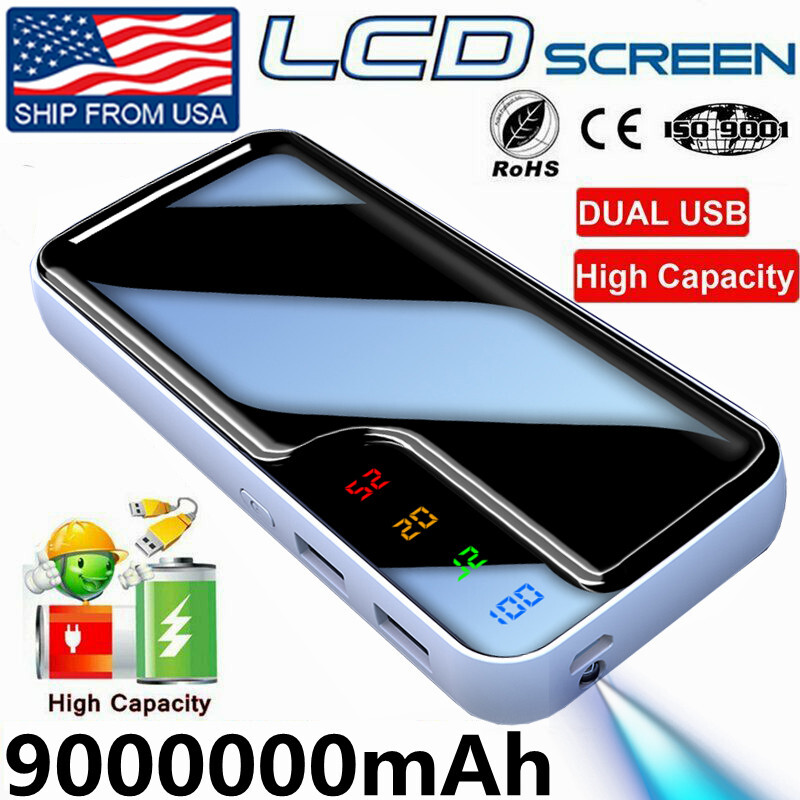 9000000mAh Portable Power Bank USB LCD External Battery Charger For Cell Phone