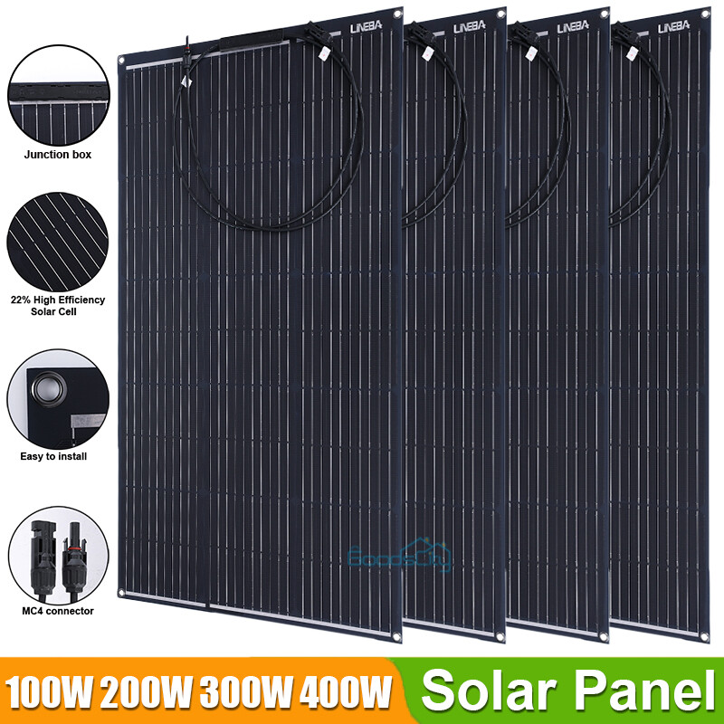 100W 200W 300W 400W Mono Solar Panel 12V Battery Charger Home Boat RV Off Grid