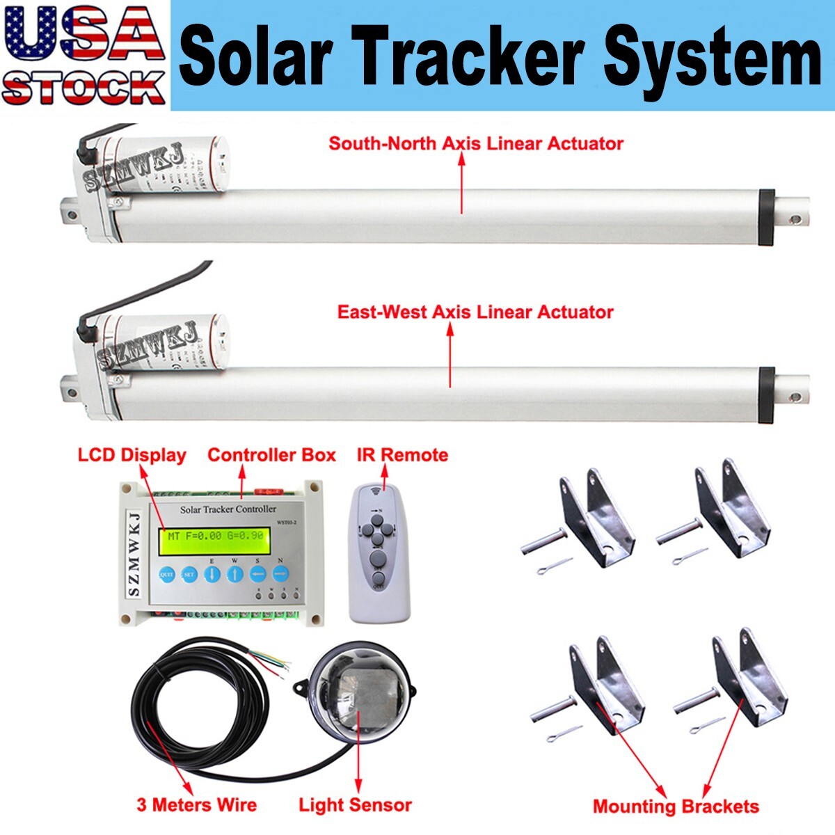 Dual Axis Solar Tracking System-Solar Tracker Sunlight Tracking 14″ Complete Kit
