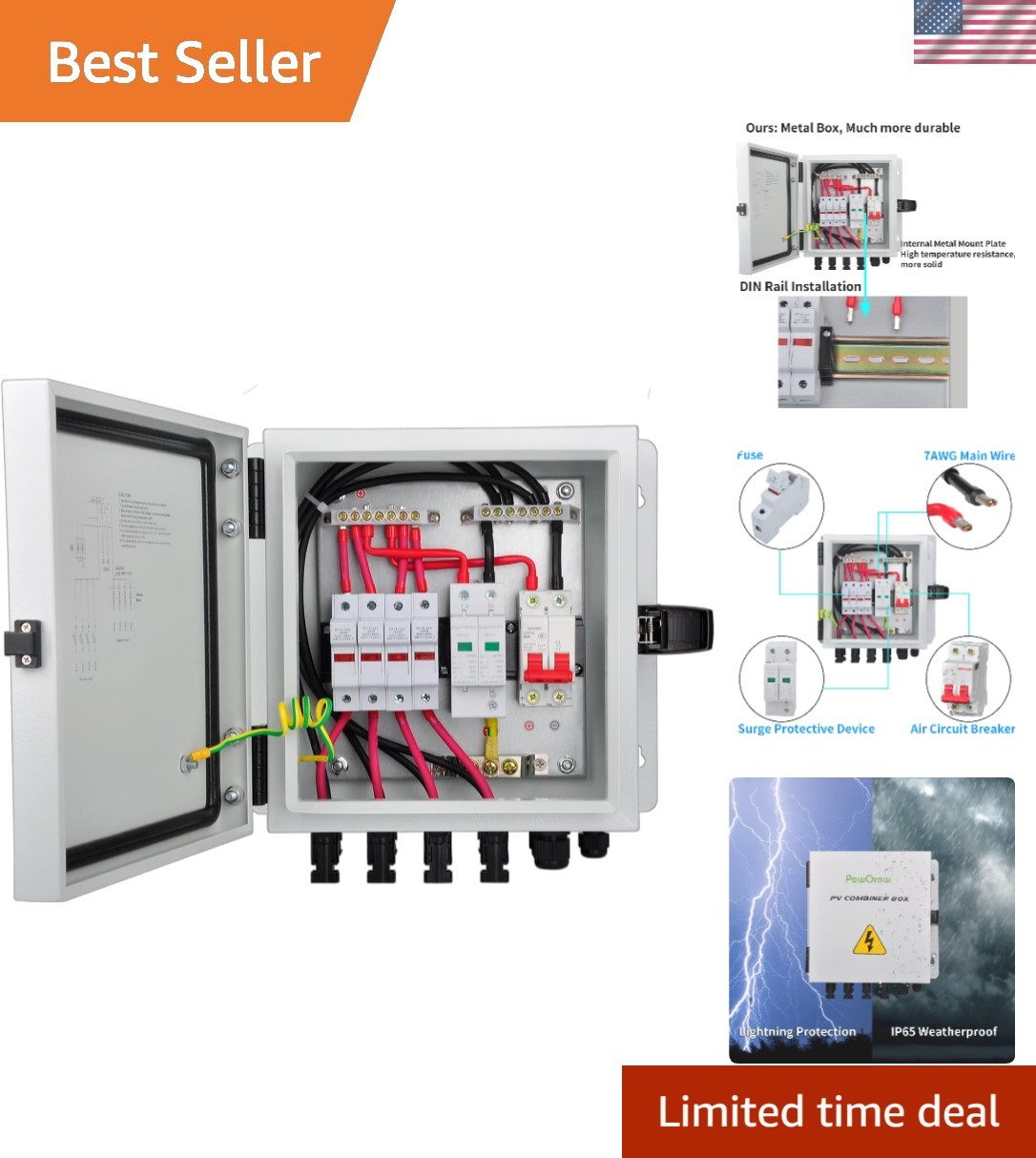 Comprehensive PV Combiner Box with Lightning Protection – Reliable Solar System