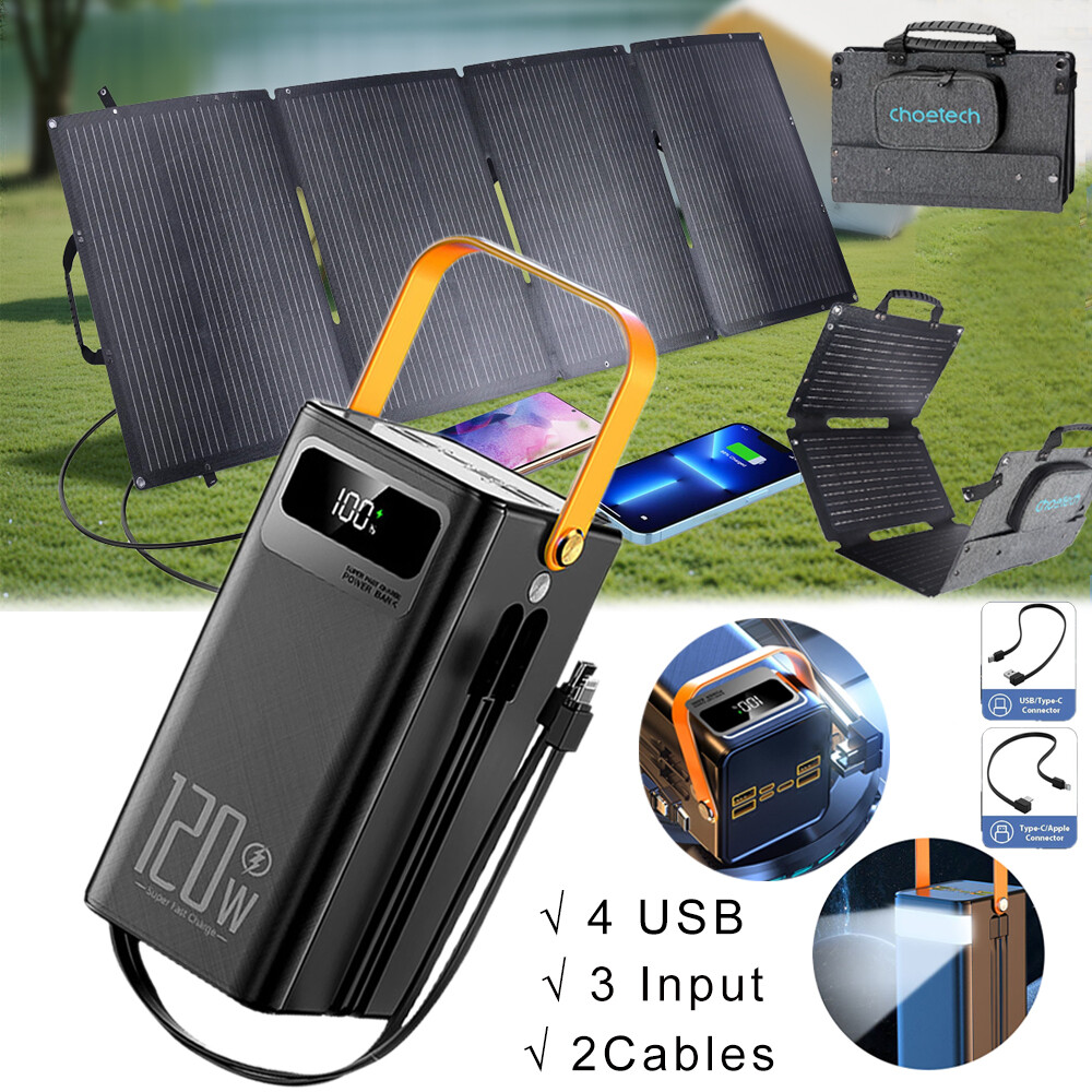 120W Portable Power Bank + 40W Solar Panel Kit Mini Solar Generator for Camping