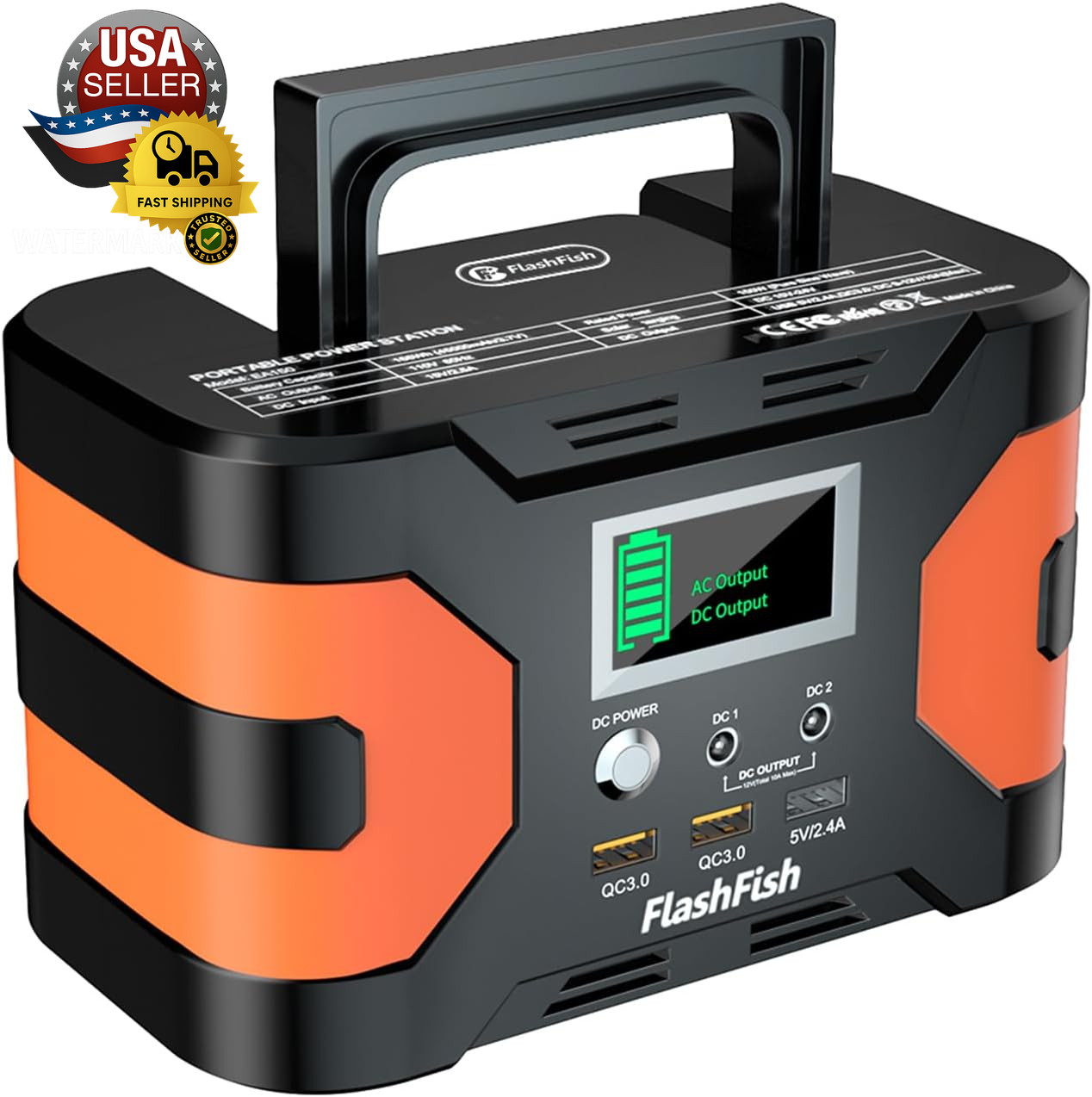 150W 166Wh Portable Power Station, (300W Peak) Solar Generator Camping Battery B