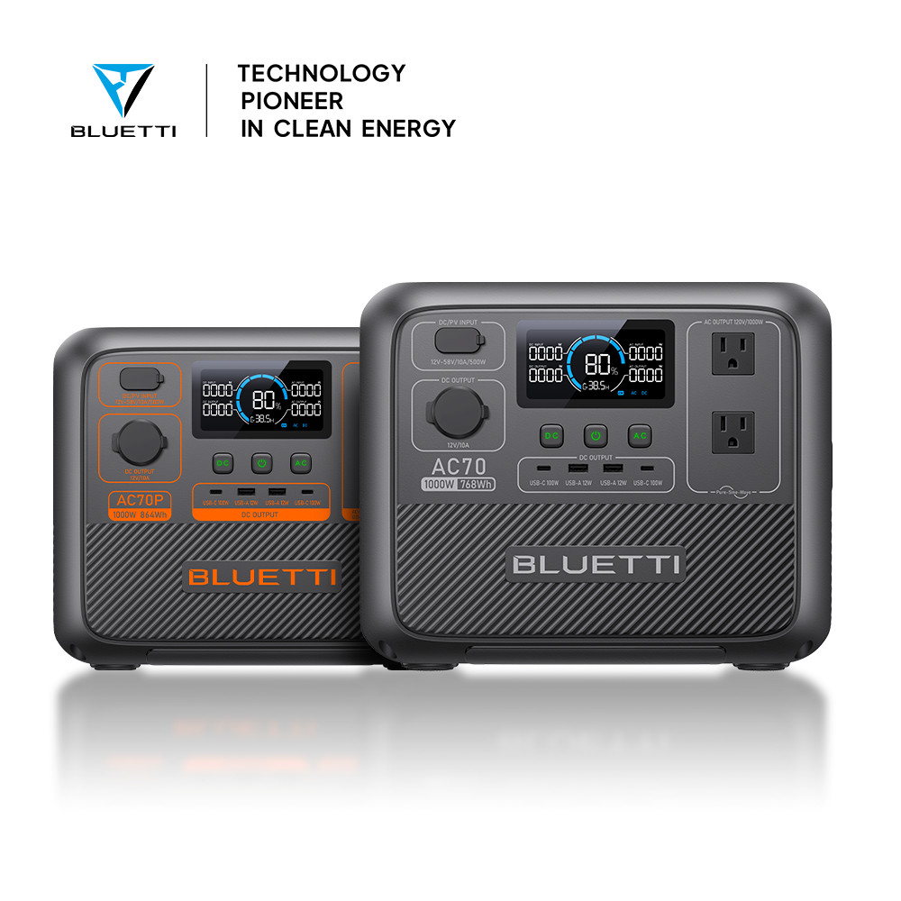 BLUETTI AC70/AC70P 1000W 768Wh/864Wh Portable Power Station LiFePO₄ for Camping