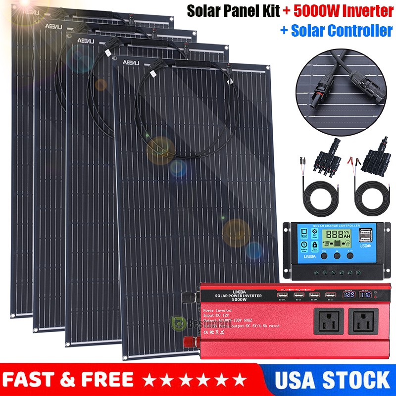 200W 400W Mono Solar Panel Kit 12V HighEfficiency PV with Inverter for Sunshed