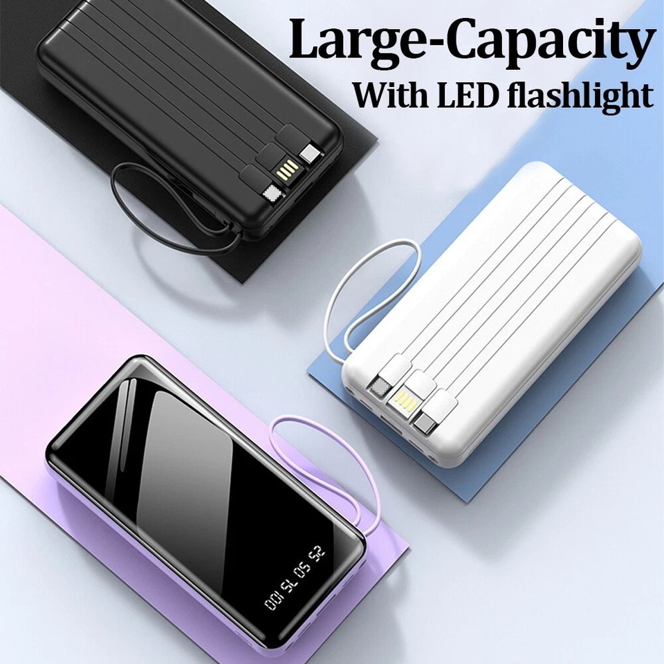 30000mAh Power Bank LCD External Portable Battery Fast Charging  For Cell Phone