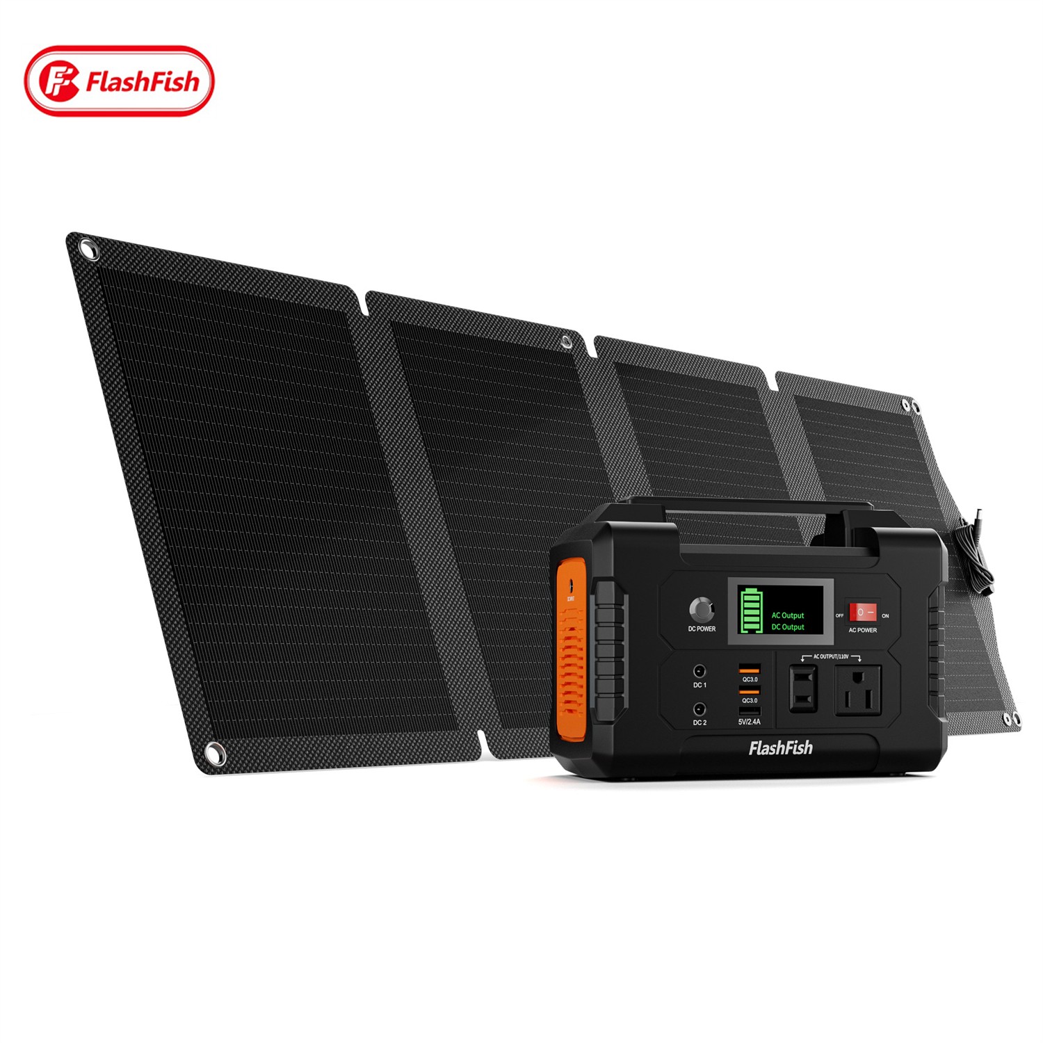 Flashfish Portable Power Station 200W 151Wh Pure Sine Wave with 60W Solar Panel