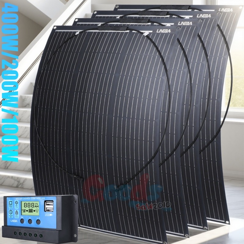 100W 200W 400W Mono Semi-flexible Mono Solar Panel Kit for RV/Car battery/Home