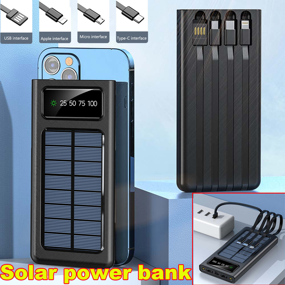 Solar Charger Power Bank Portable Usb 900000mah Battery External Waterproof 2023