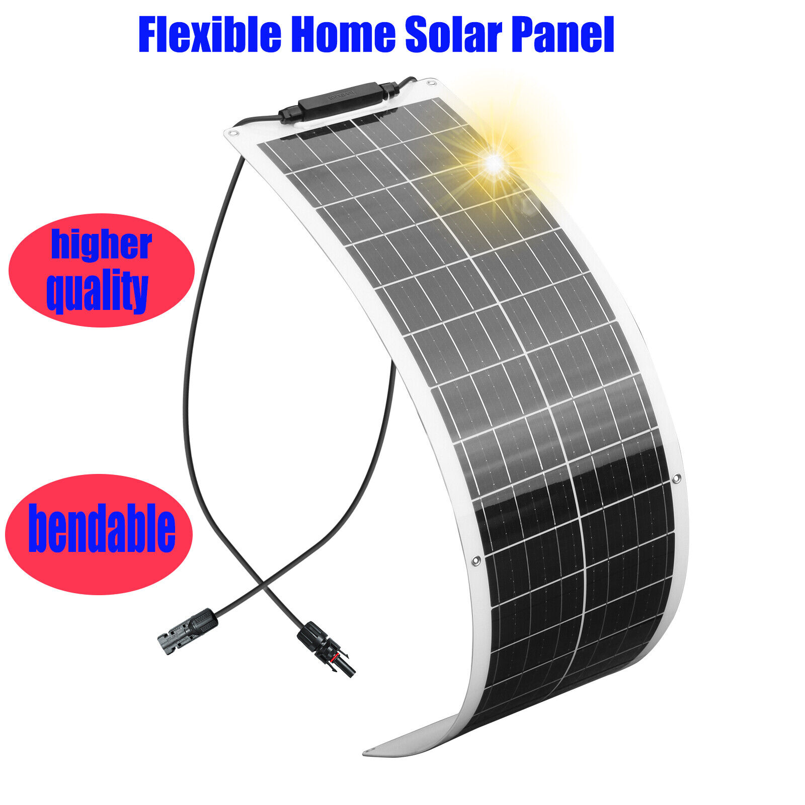 50W Flexible Home Solar Panel Monocrystalline Off-Grid for Roof Boat Camping