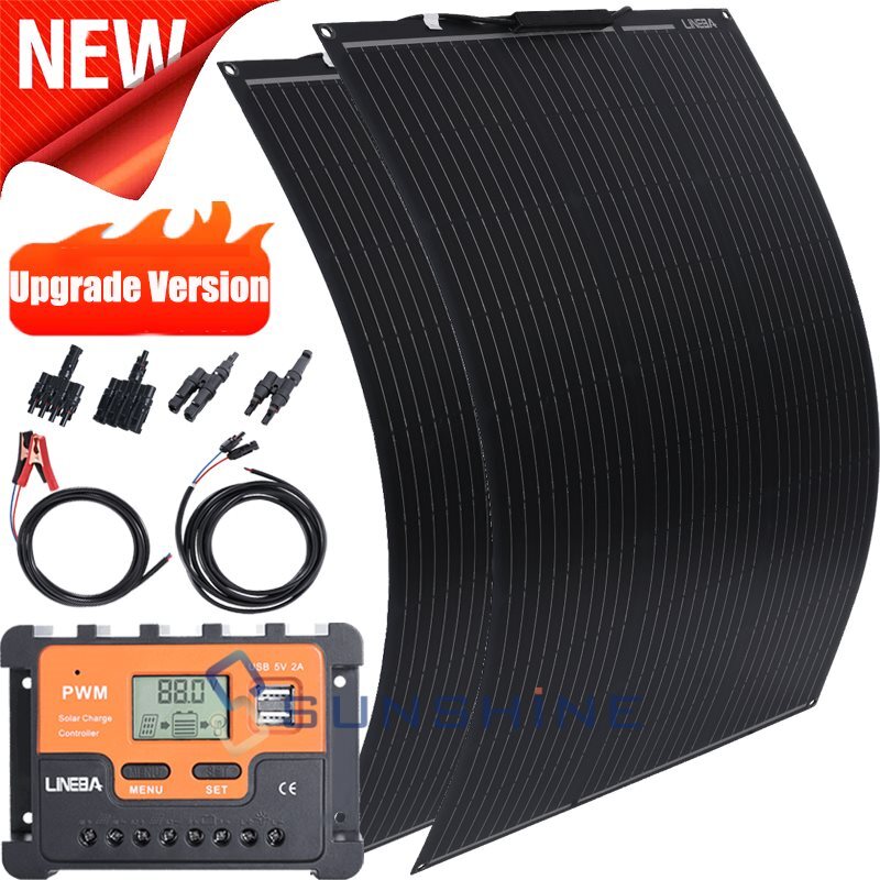 100W 200W 400W Solar Panel Kit 12V +30A Battery Charger Kit For RV/Boat/Car/Home