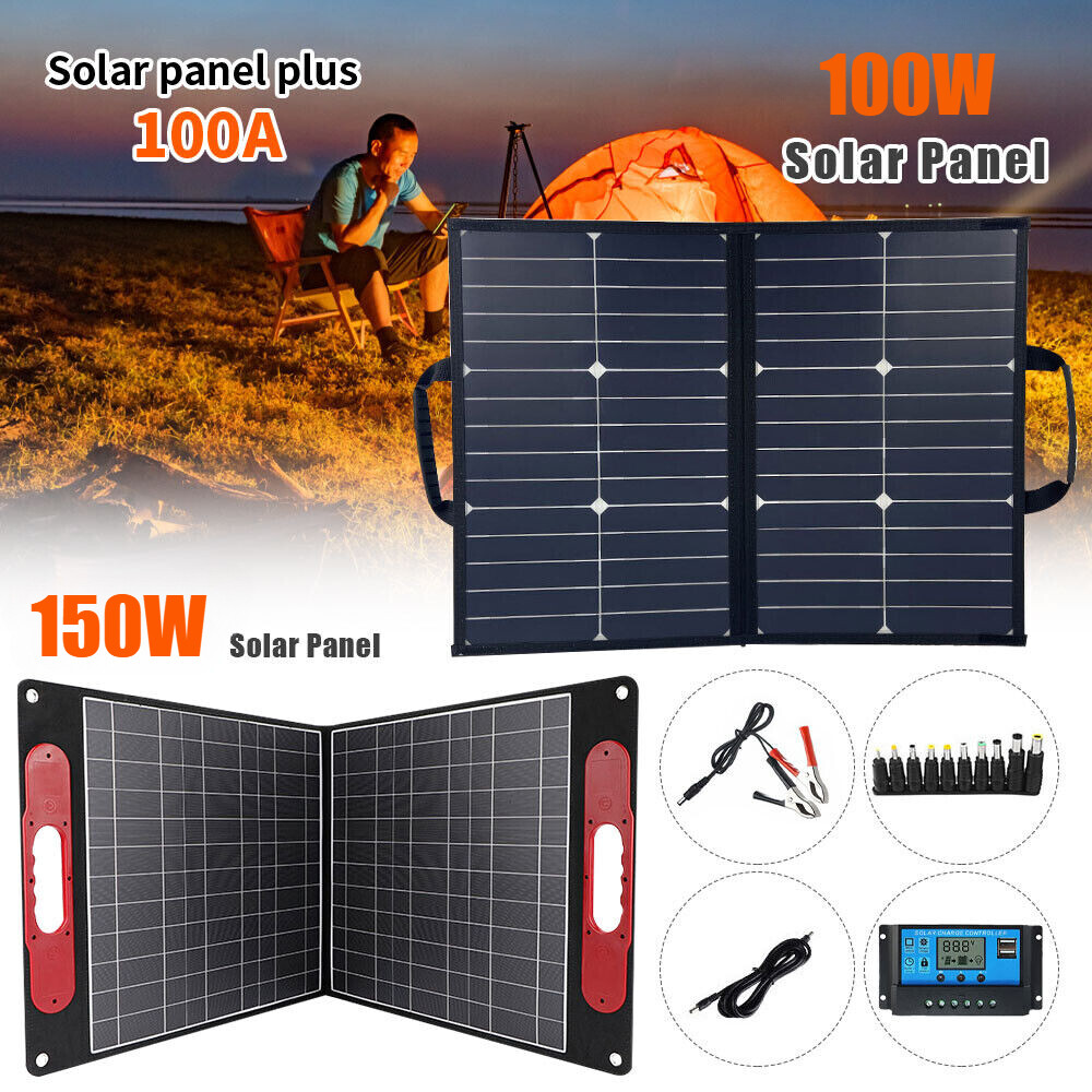 100W 150W Portable Foldable Solar Panel Kit For Camping/RV/Power Station Charger