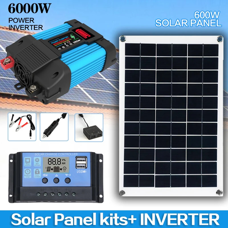 12V-110V/220V Solar Panel System 600W Battery Charge Controller 6000W Solar Kit