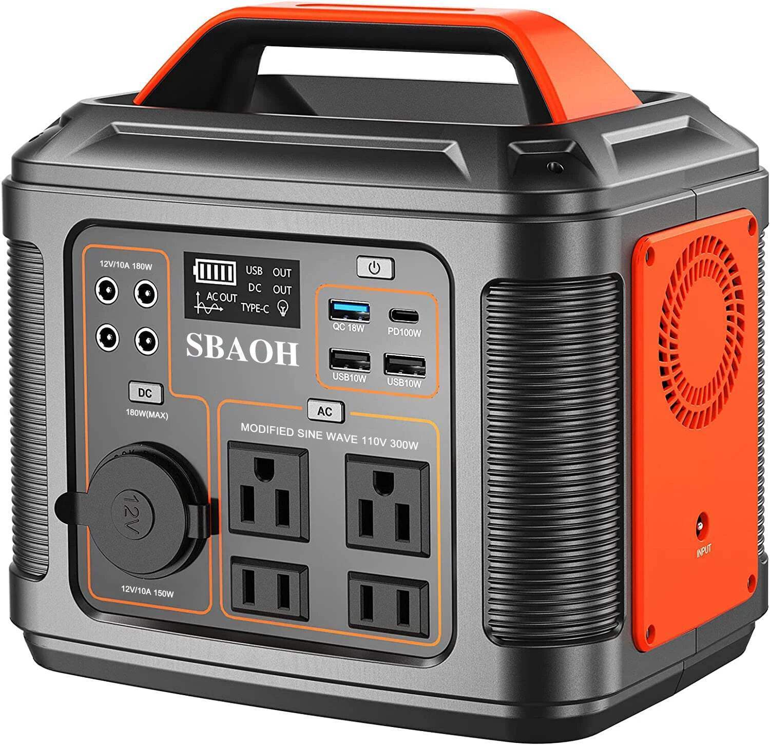 Portable Power Station 300W 296Wh Solar Generator with AC Outlets & LED Light
