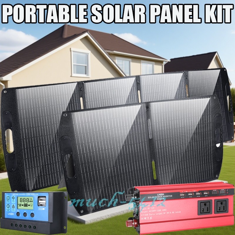100W 200W Foldable Solar Panel Kit Mono Portable Solar Charger RV Camping Home