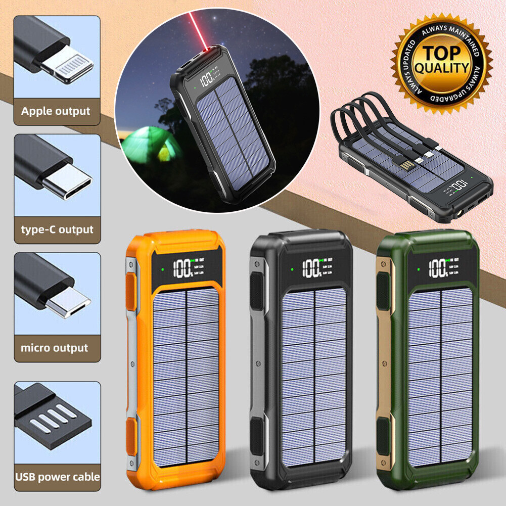 1000000mAh Solar Power Bank External Battery Backup Fast Charger for Phone 4 USB