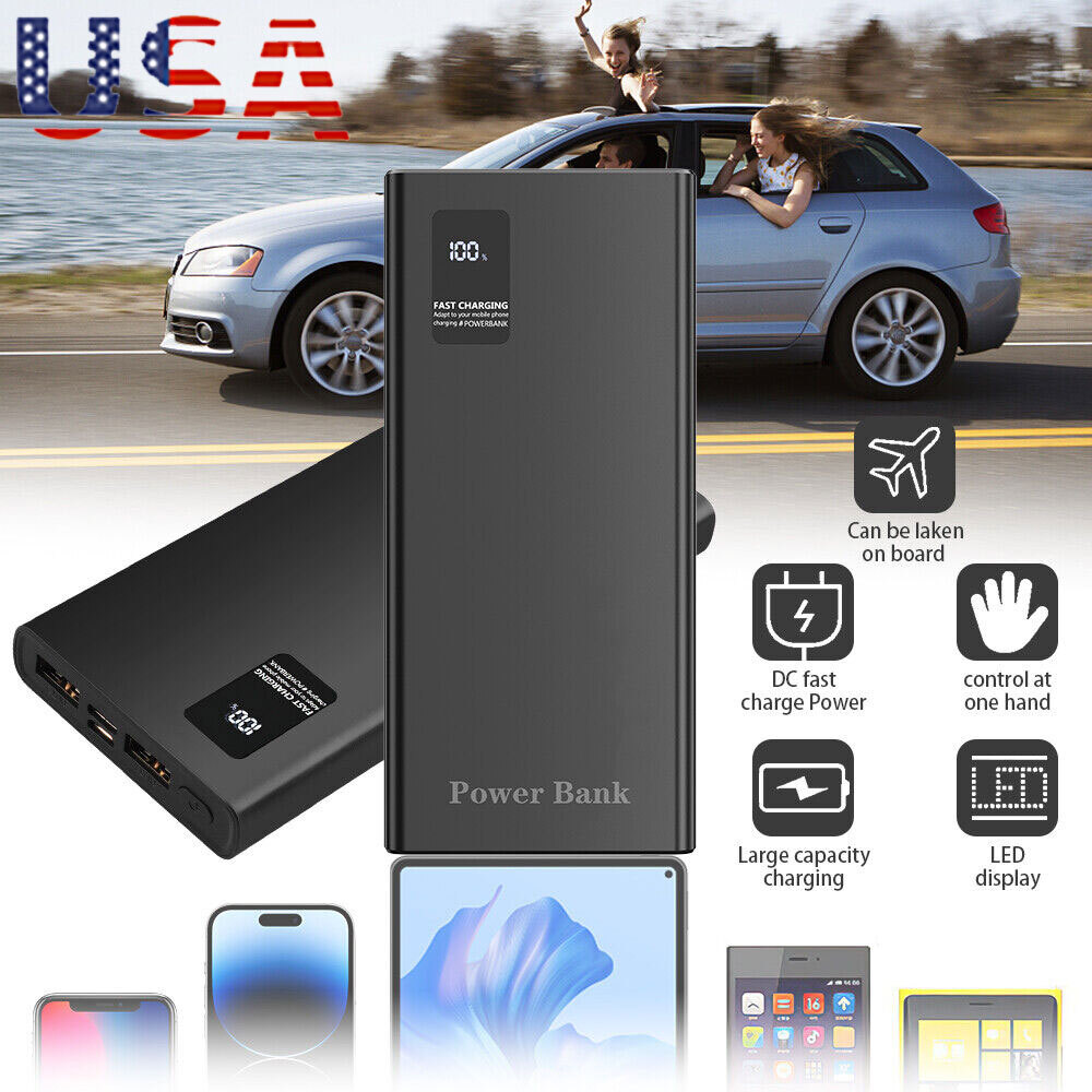 Portable Power Bank External Battery Huge Capacity 900000mAh 2 USB Fast Charger