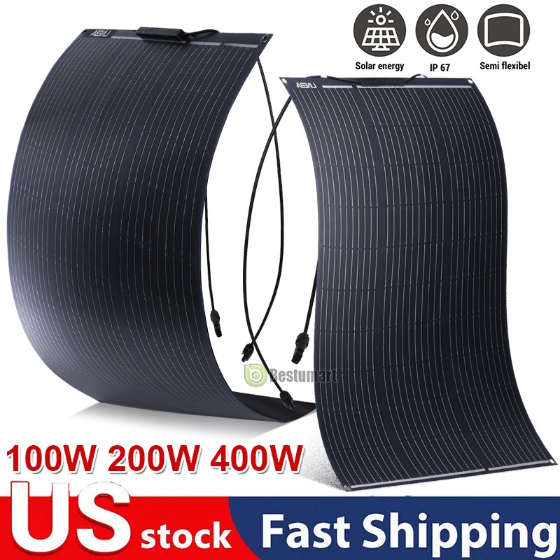 100W 200W 400W Flexible Mono Solar Panel 12V Portable for RV Camping Home Boat