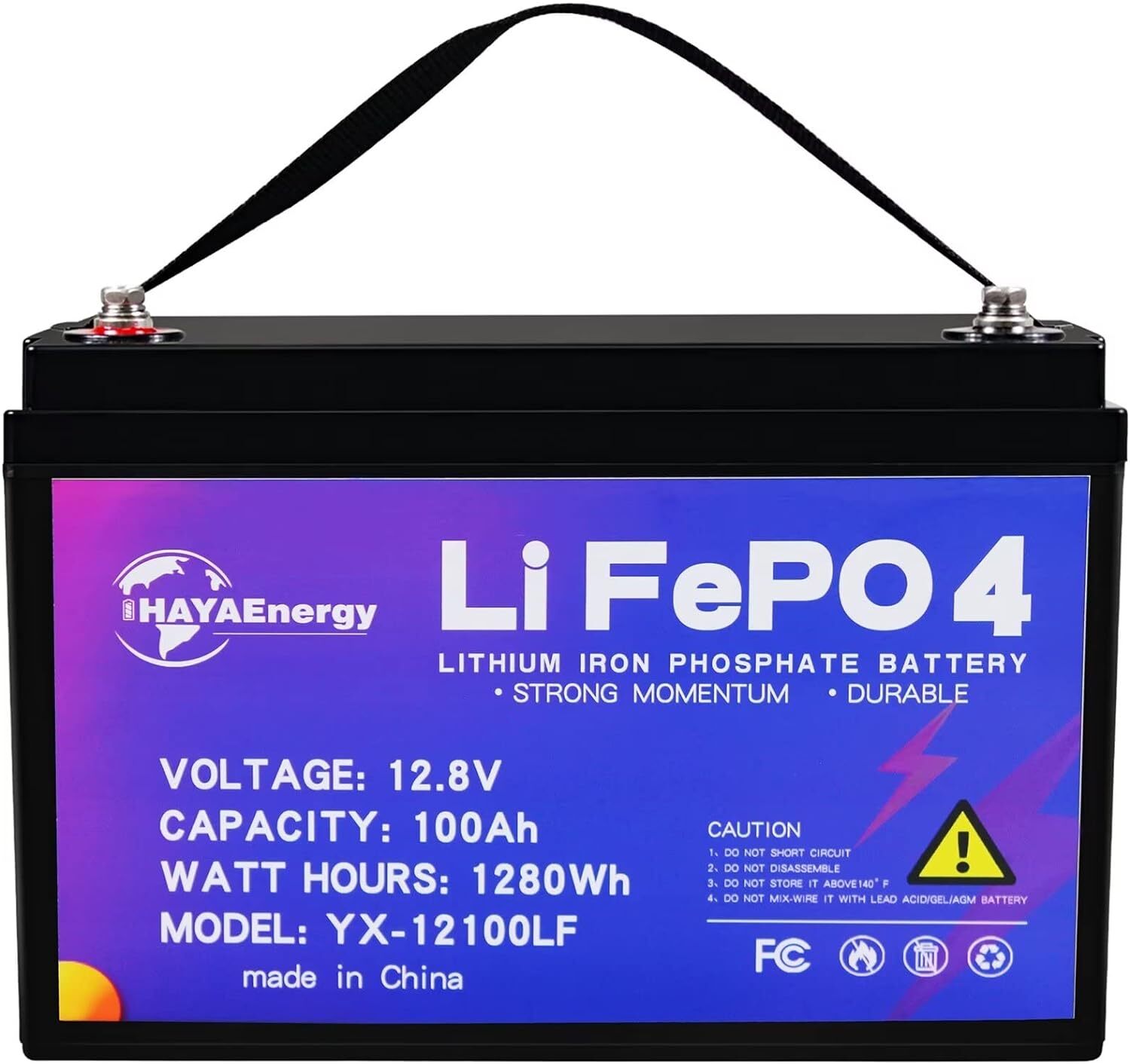 12V 100Ah LiFePO4 Battery Pack for RV Marine Solar Panels System with 100A BMS