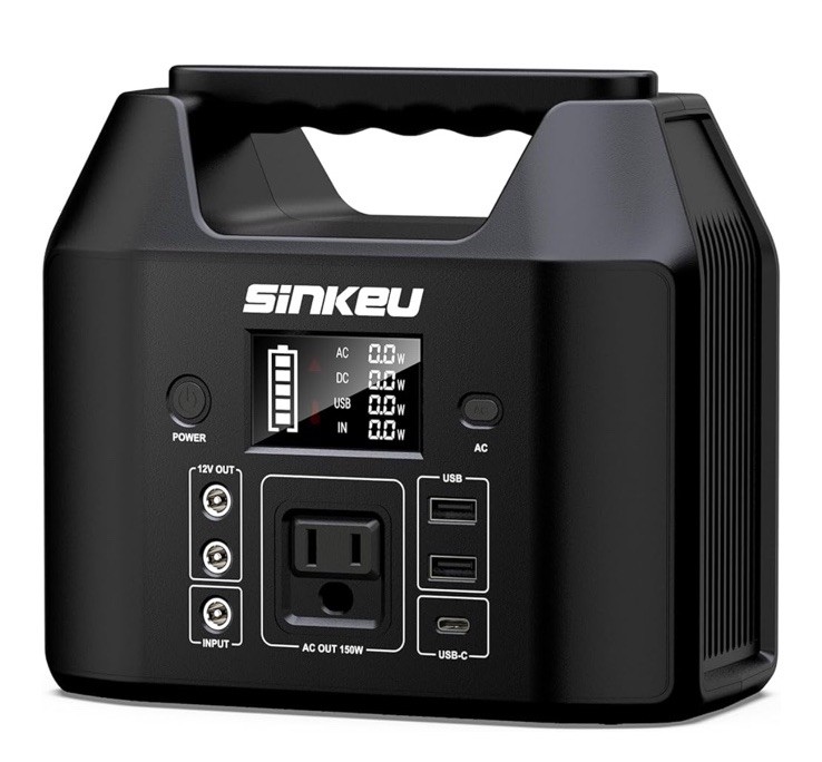 SinKeu Portable Power Station 122.8Wh, LiFePO4 Battery Solar Generator