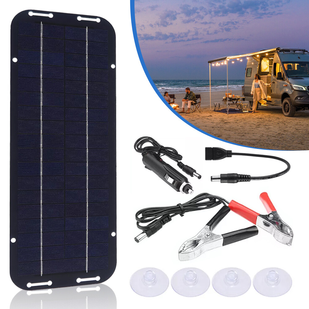 50W Solar Panel 12V Trickle Charger Battery Charger Kit Maintainer Boat Car RV