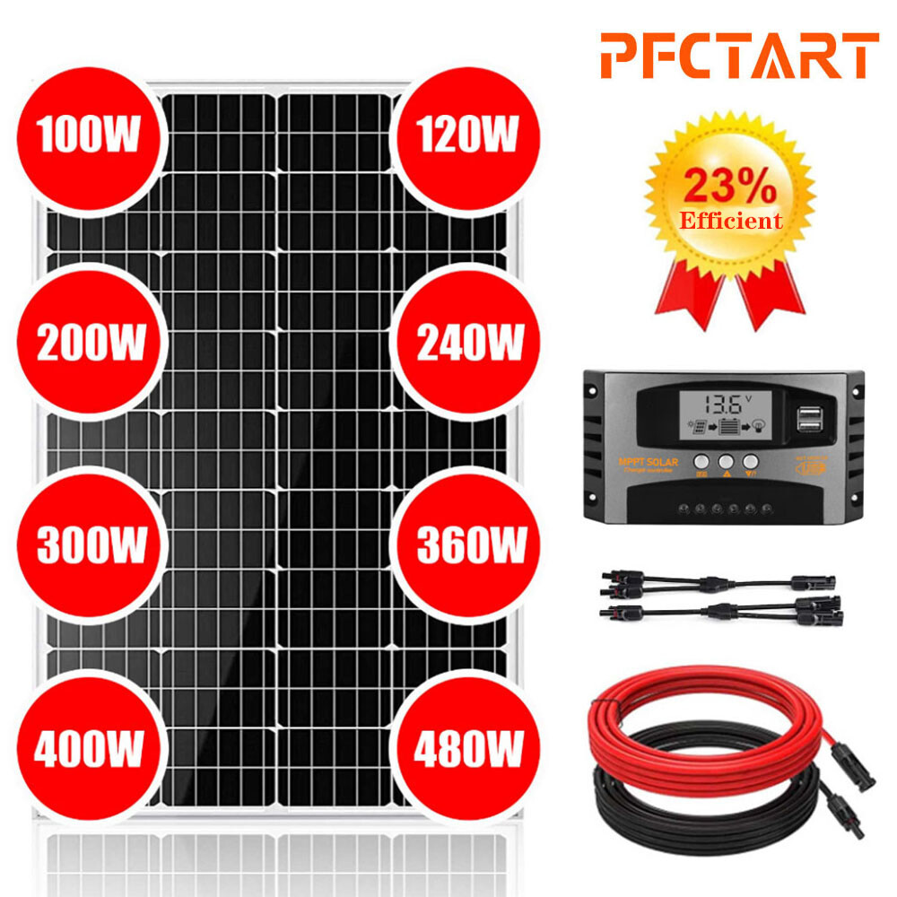 100W 200W 300W 400W Solar Panel Kit 12V Mono Solar Panels RV Marine Home Camping