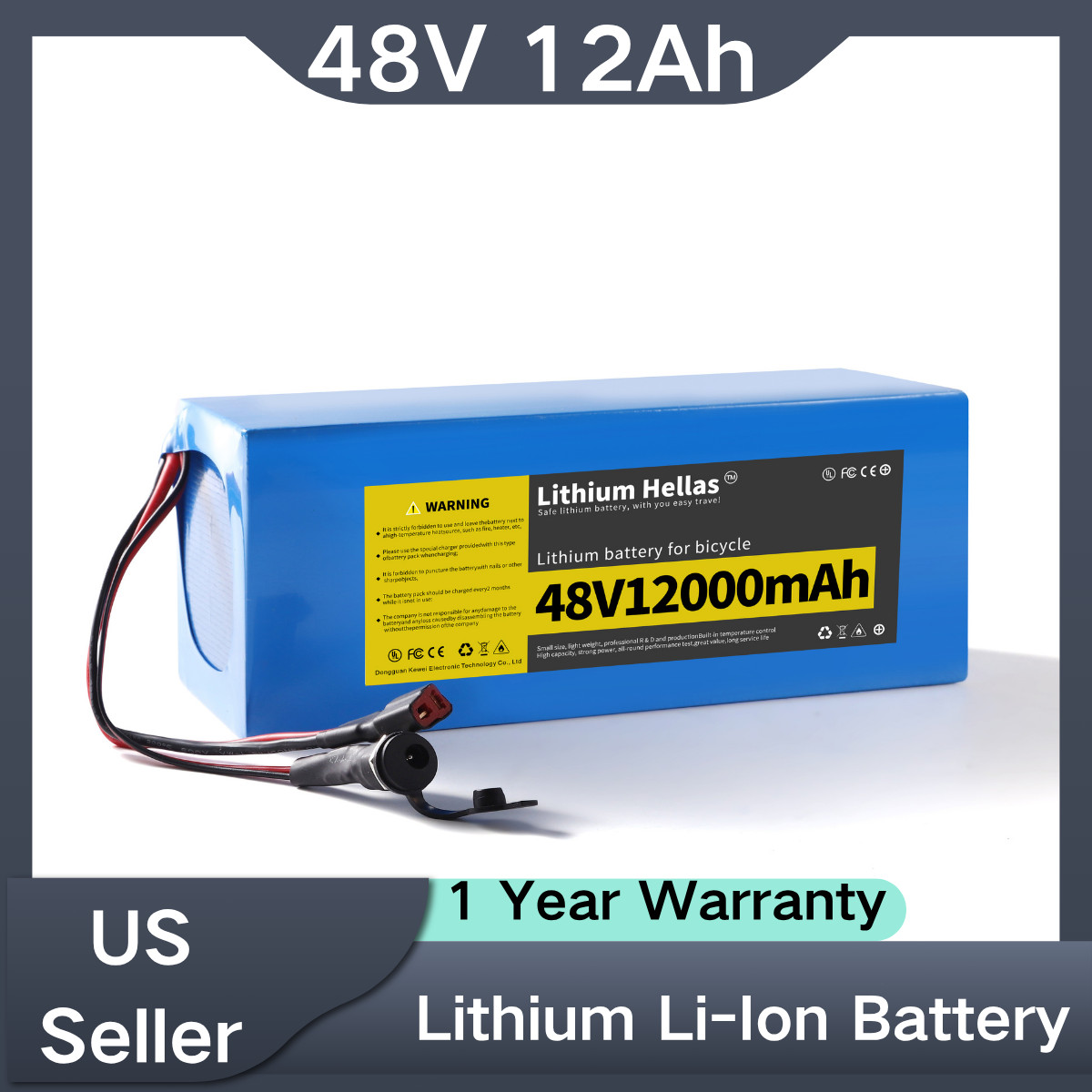 48V 12Ah Lithium Ion Battery for Electric Bike Scooter Solar System