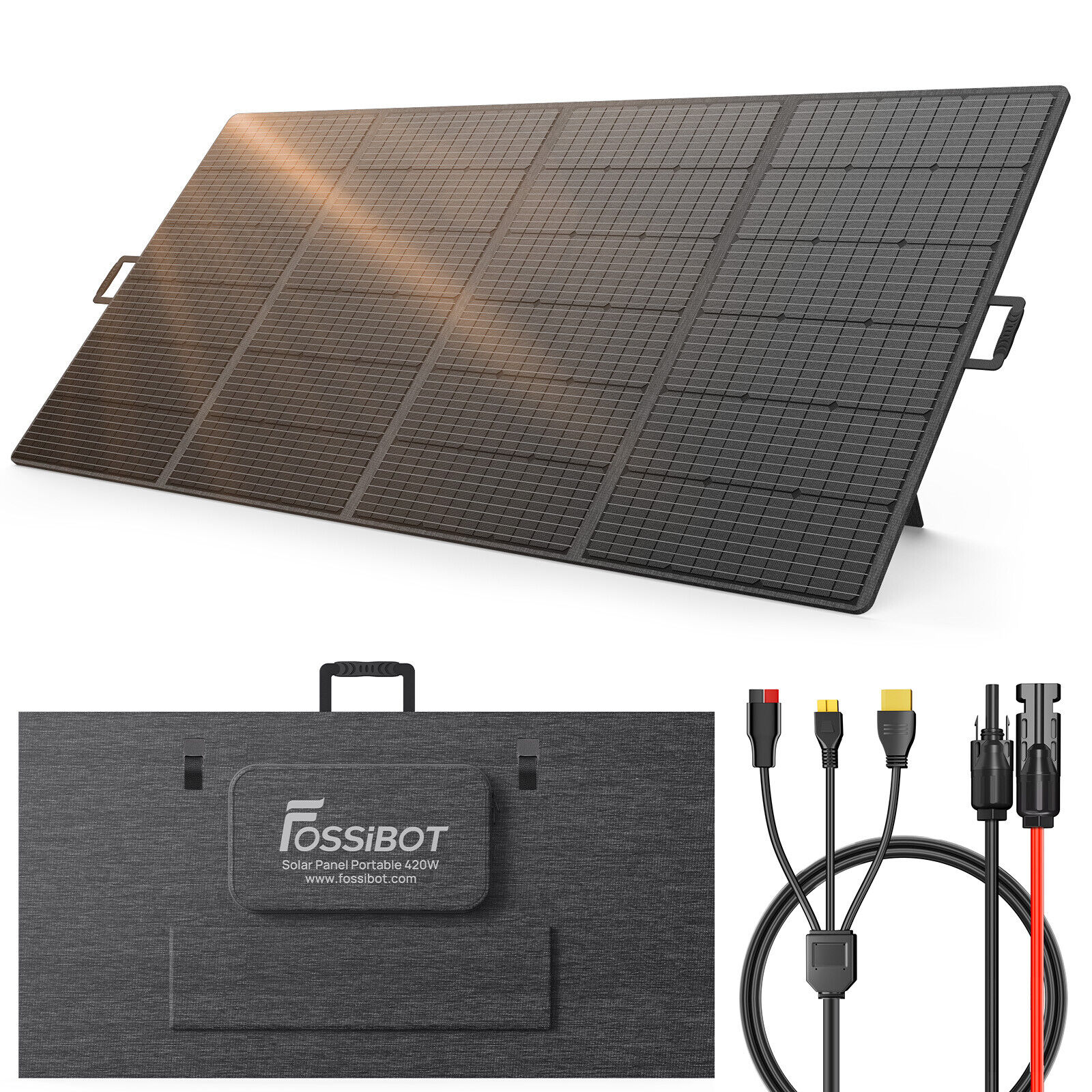 FOSSiBOT 420W Foldable Solar Panel Kit Self-supporting Power Station Generator