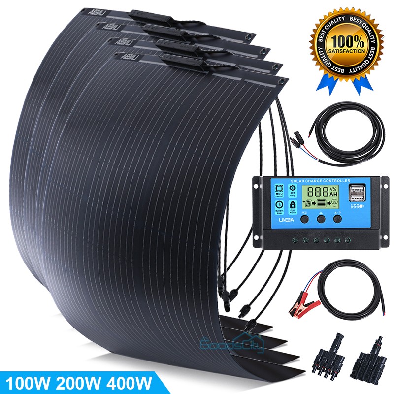 400W Watt Flexible Mono Solar Panel Kit 12V Car Boat RV Home Rooftop Camping