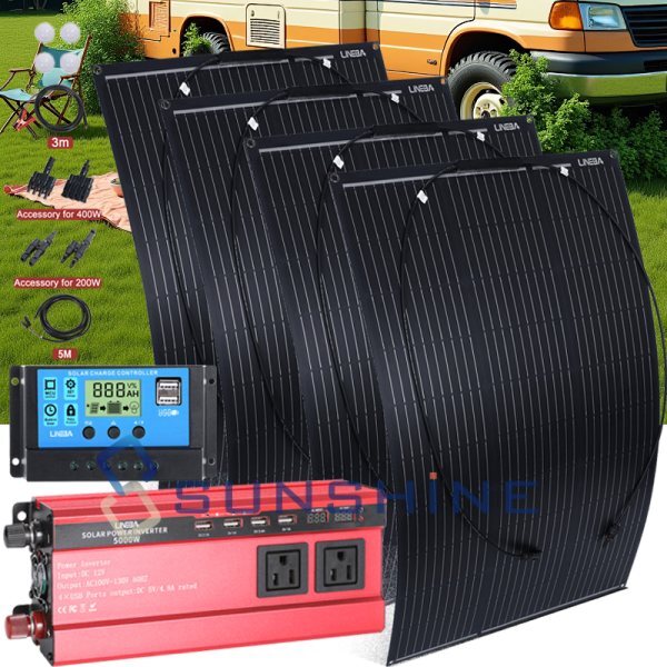 4000W Complete Solar Power Generator 400W Solar Panel Kit Home 110V Grid System