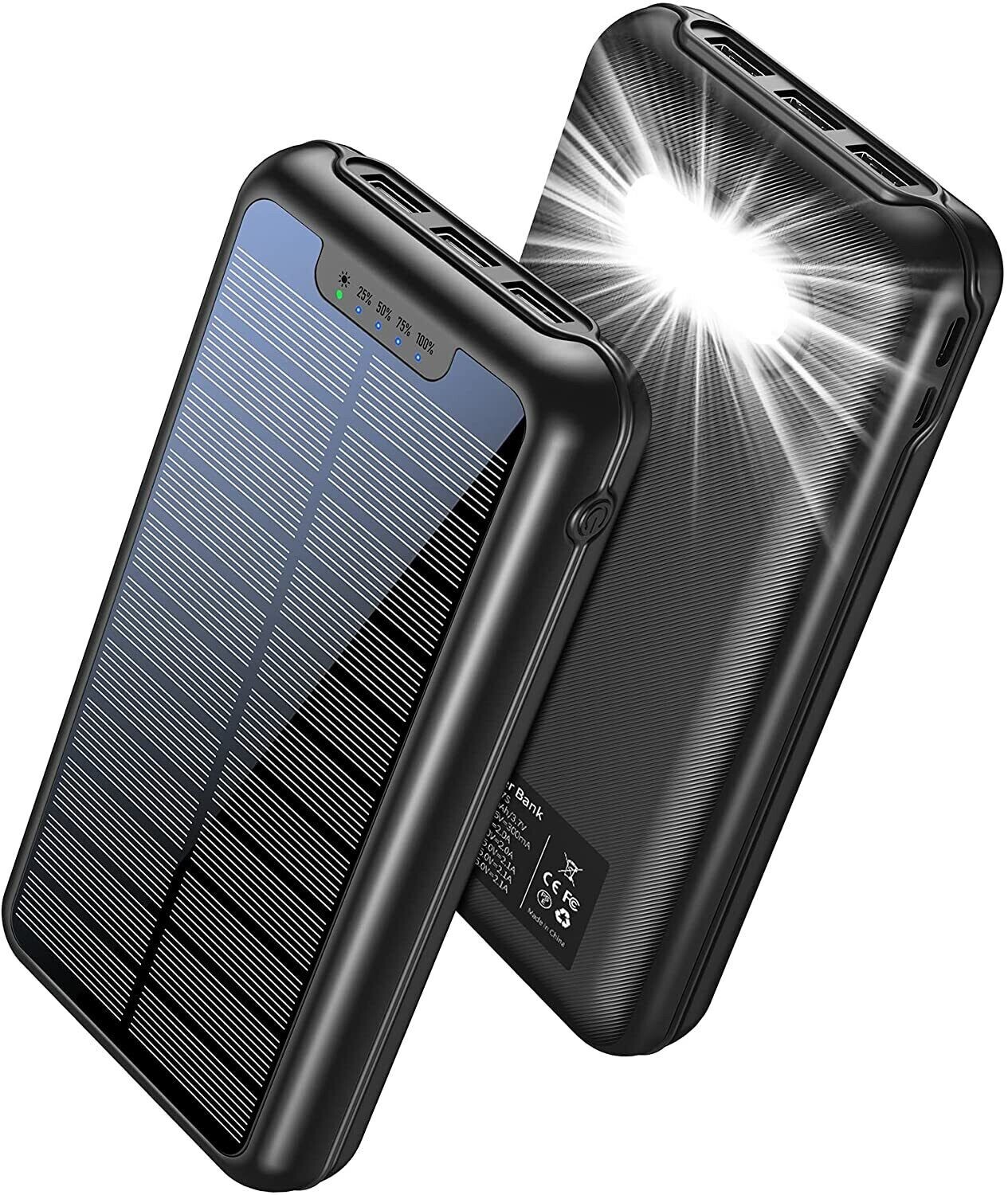 Wireless Portable Solar Charger 36000 mAh Wireless Charging USB Power Bank 3 Out