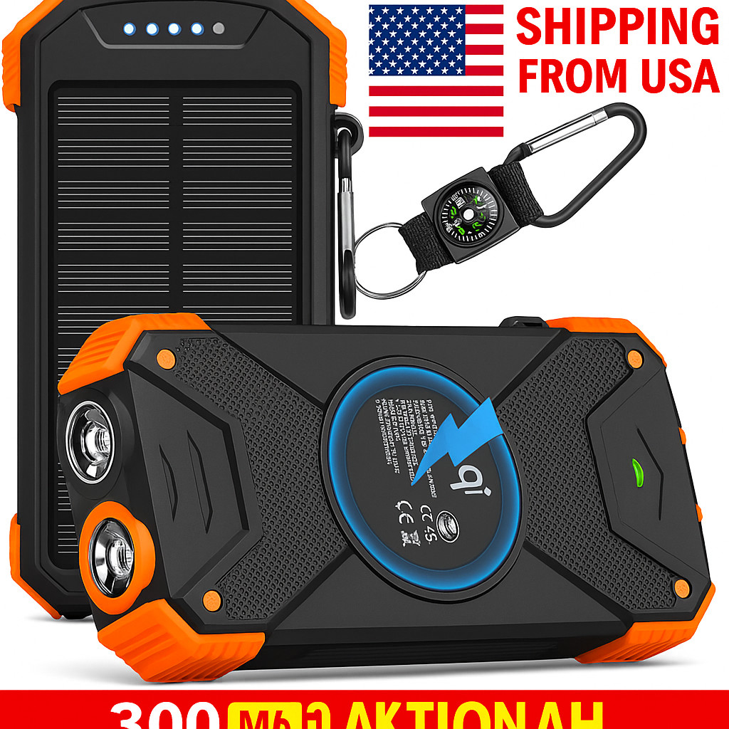 BLAVOR Solar Power Bank Qi Portable Charger 10000mah External Battery