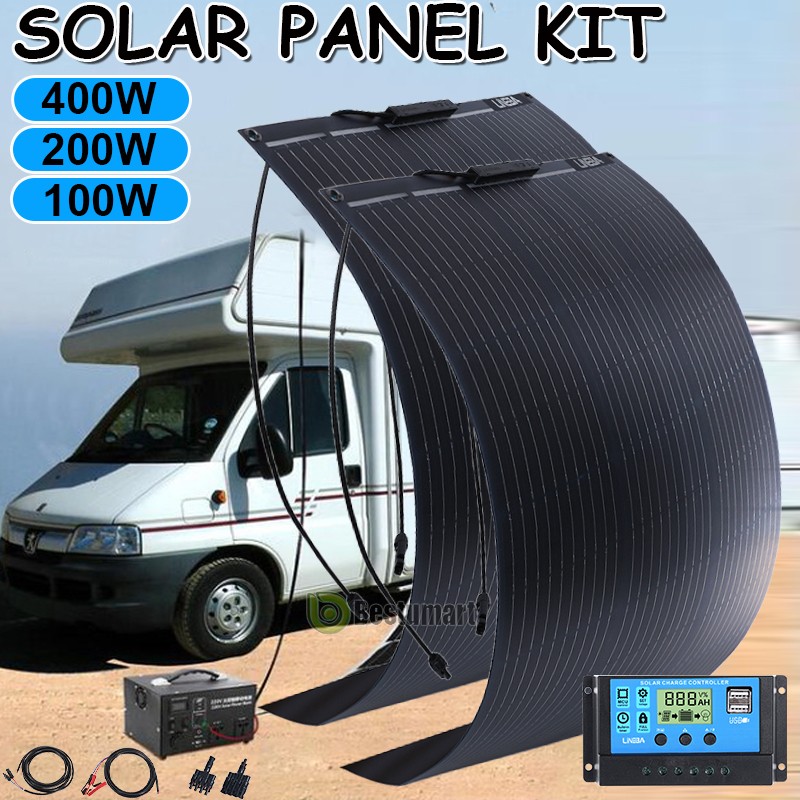 200W 400W Portable Flexible Solar Panel 12V Bendable Thin Mono For RV Roof Home