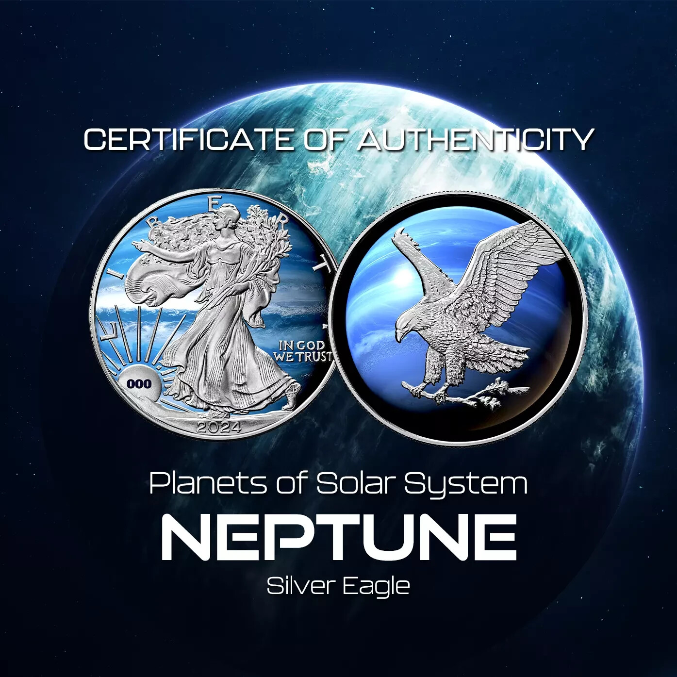 2024 American Eagle Solar System Series Neptune Edition 1 oz Silver Coin W_COA :