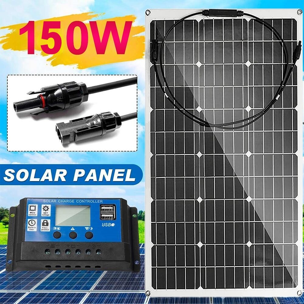 150W Portable Mono Solar Panel Kit for Power Solar Generator Camping Refurbished