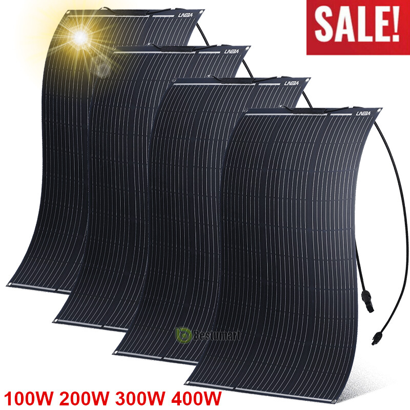100W 200W 300W 400W 12V Flexible Solar Panel Mono Battery Charge Camping Home RV